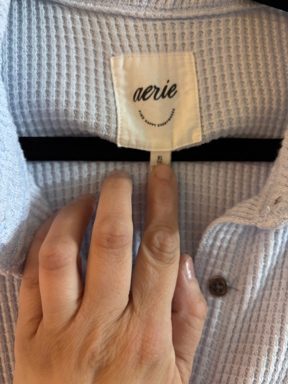 EUC Aerie LumberJane Light Blue Waffle Button-Up Shirt XL - Picture 2 of 5